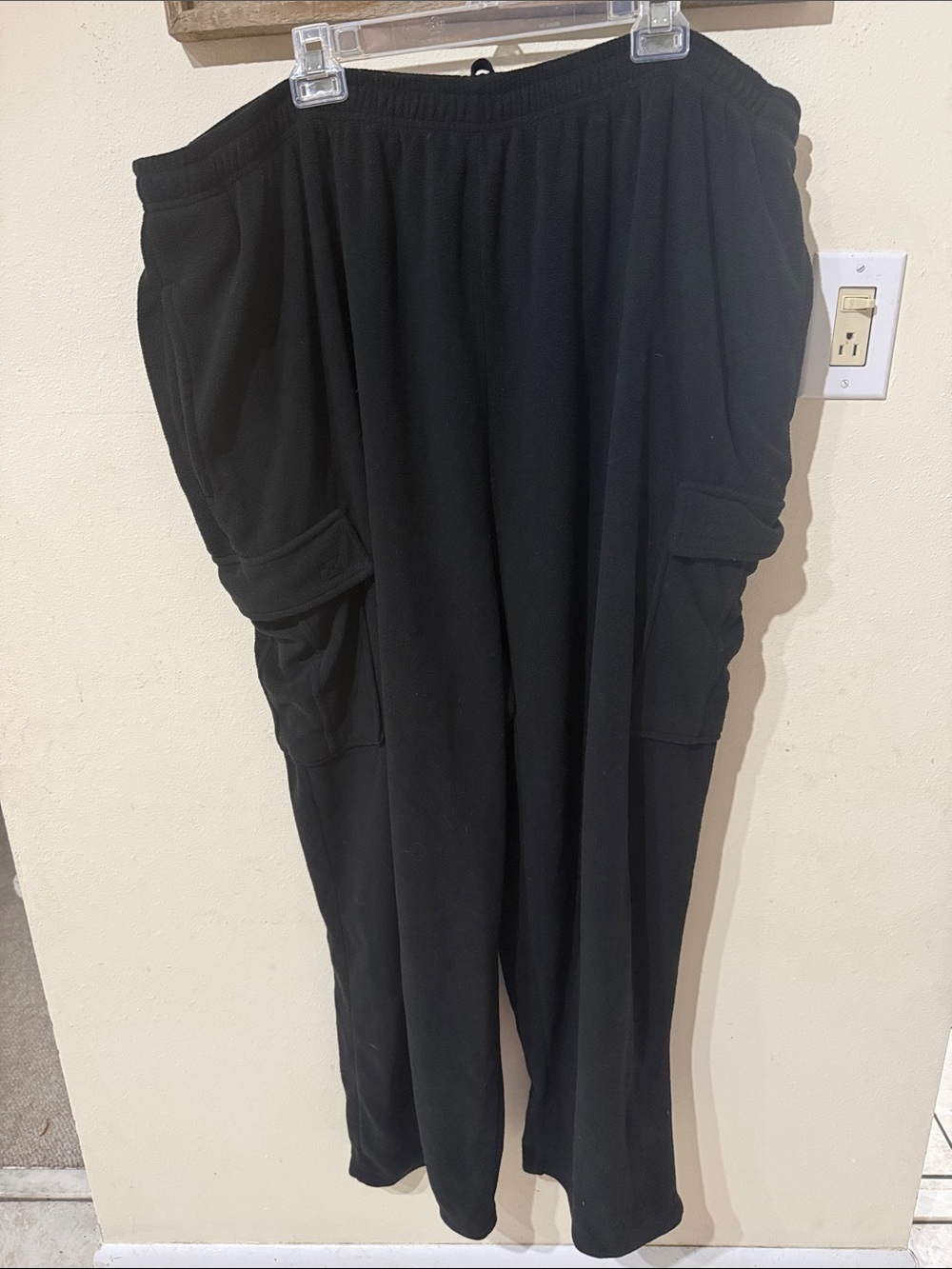 KingSize Men’s 5XL Big Black Cargo Fleece Sweatpants Plus Size
